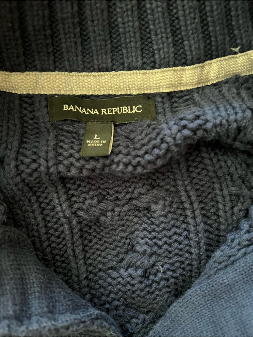 Banana Republic Navy Cable-Knit Shawl Collar Cardigan